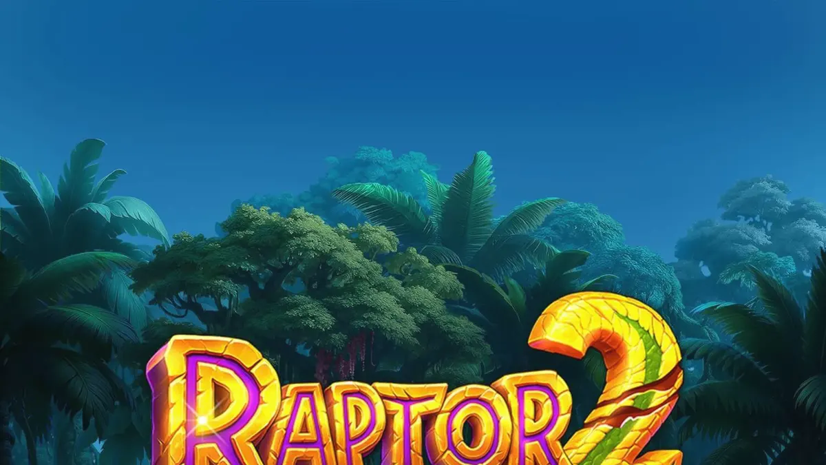 Tampilan visual slot Raptor 2 DoubleMax dengan tema dinosaurus dan hutan prasejarah.
