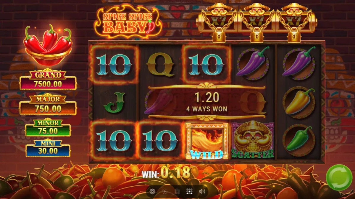 Tampilan visual slot Spice Spice Baby dengan tema cabai Meksiko yang cerah